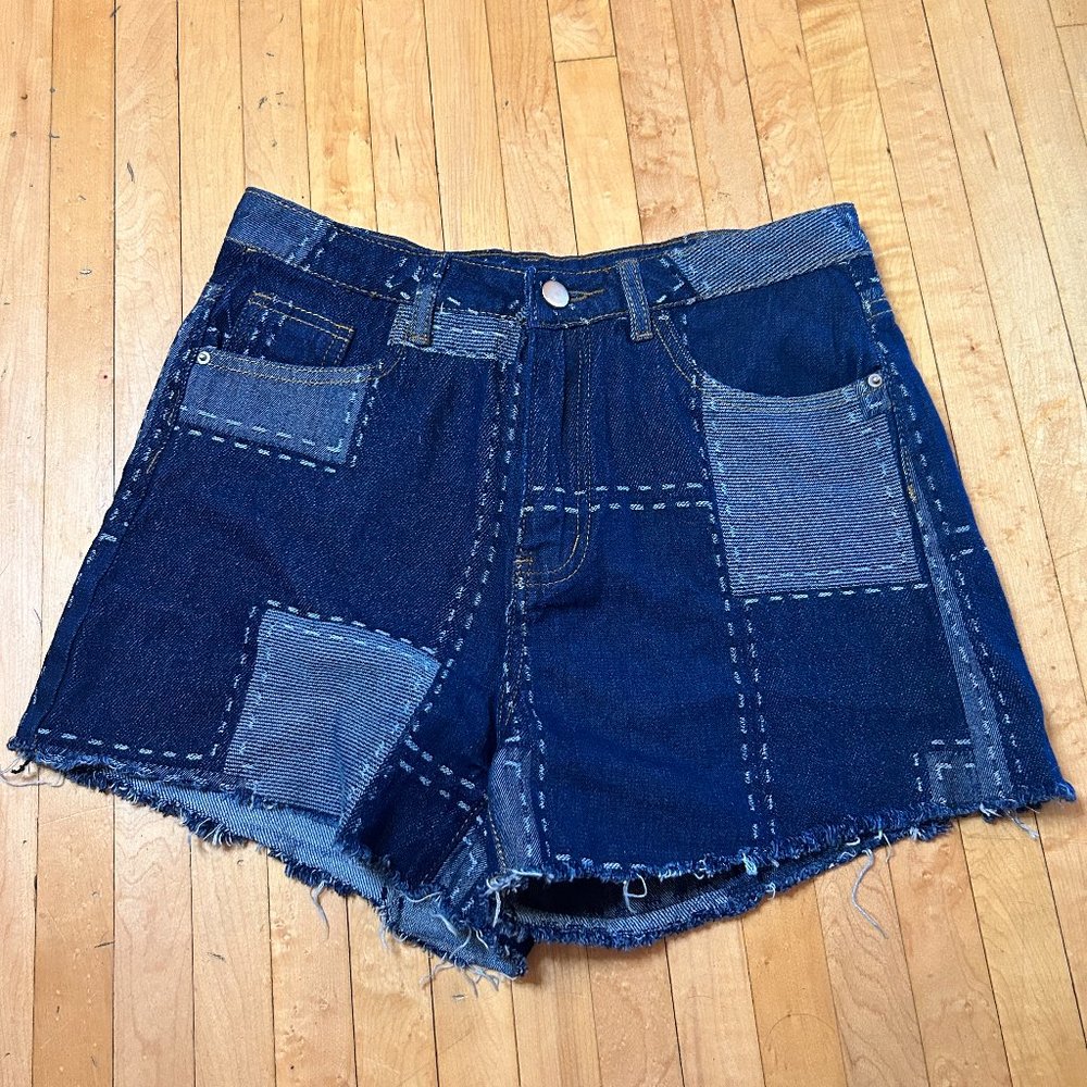 Patchwork Denim Shorts